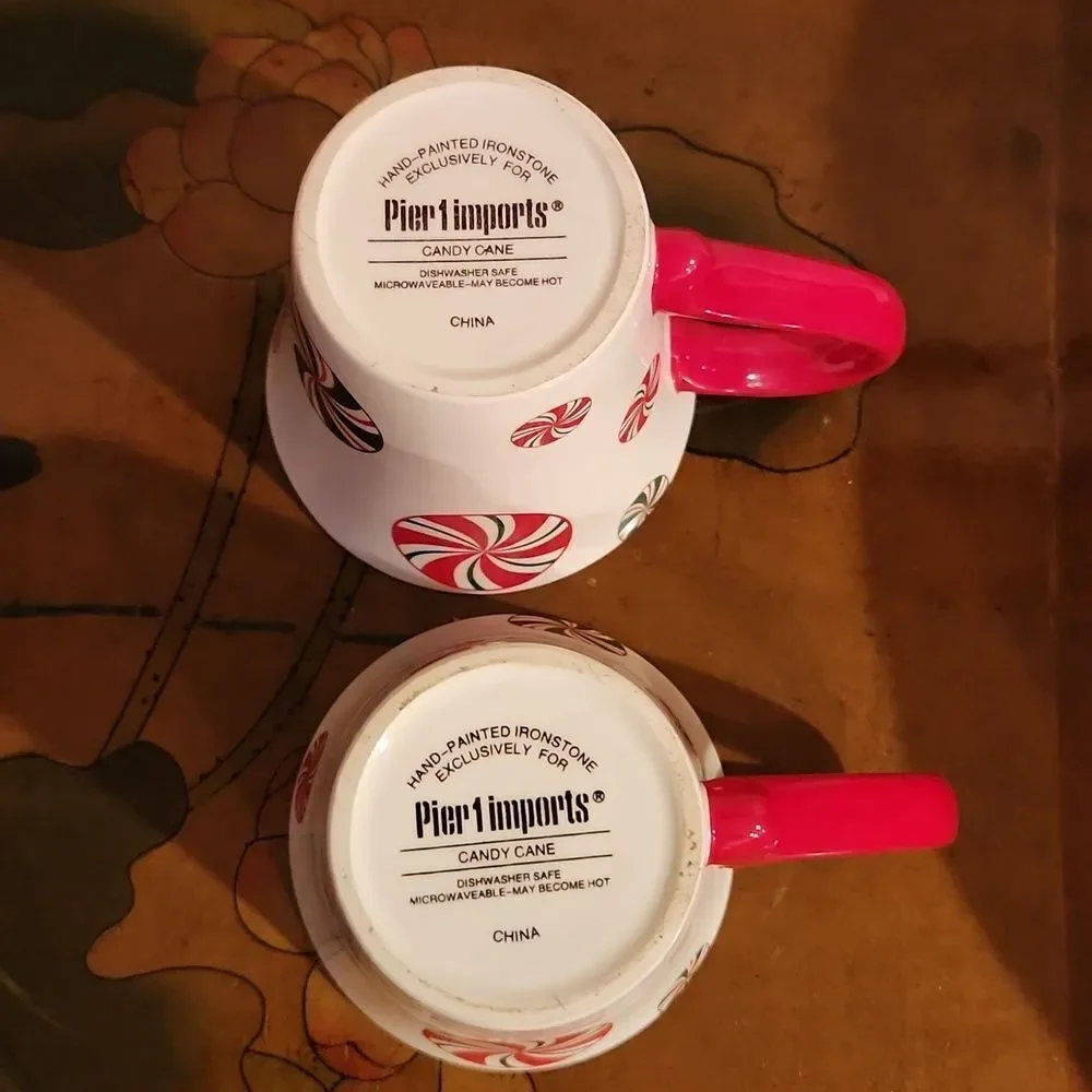 Pier 1 Imports Candy Cane Cup Mug 10oz. Set of 2